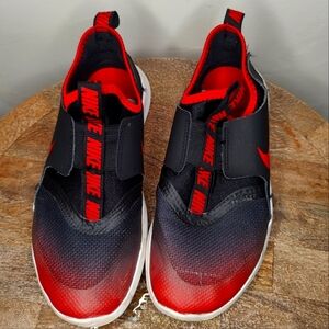 Nike slip on boys running shoes Red Black and White Size US 3 Youth USED